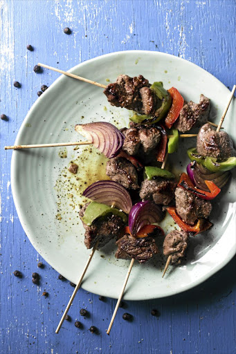 Ostrich kebabs with juniper berry rub