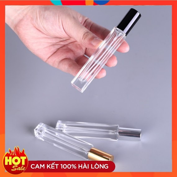 Lọ Chiết Nước Hoa Trụ Vuông Dài 5Ml 10Ml Chai Lọ Chiết Nước Hoa Thủy Tinh Đựng Dầu Thơm Tiện Dụng