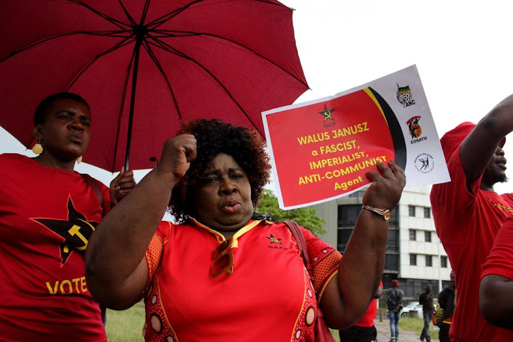 SACP members in KZN demonstrated outside the Durban magistrate's court to oppose the decision of the Constutional Court to release Chris Hani's killer Janusz Waluz on parole.