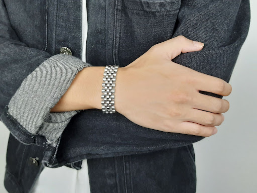 Title 5, Mens Stainless Steel Watch Chain Bracelet, a d...