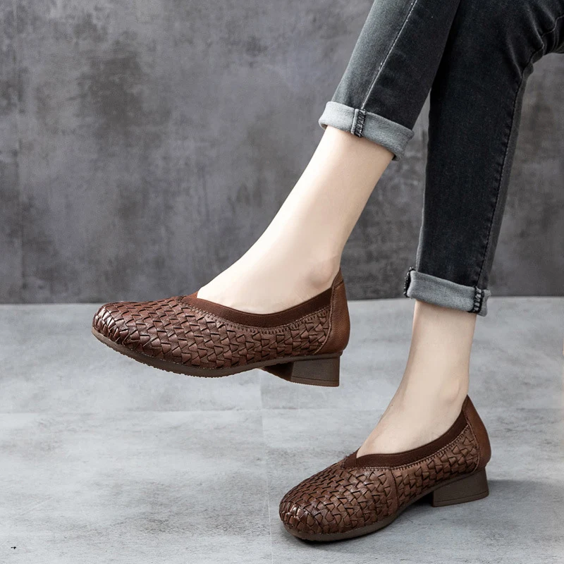 Title 7, Damen Retro Lederschuhe mit niedrigem Absatz. S...