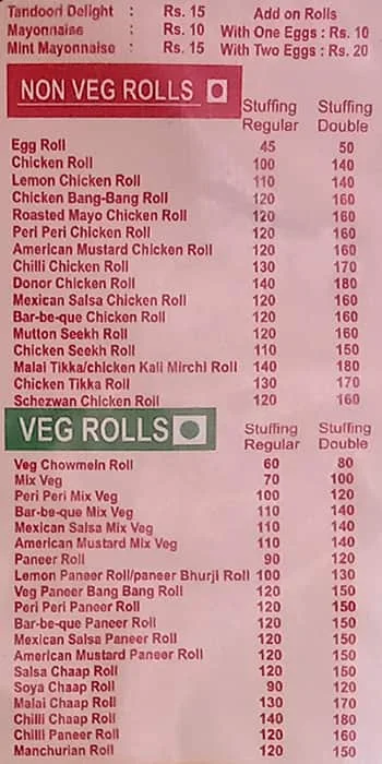 Wrap & Roll menu 