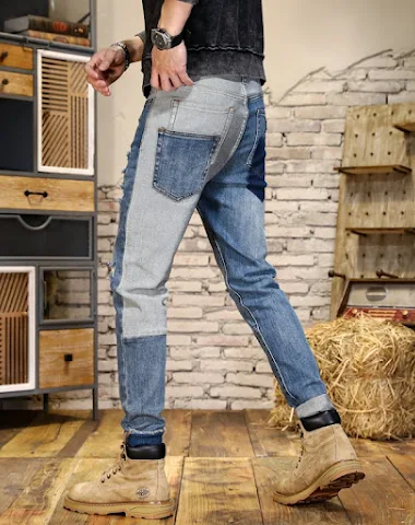 Heren slim fit jeans met gaten en p - 3