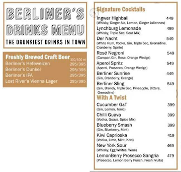 The Berliner Bar menu 