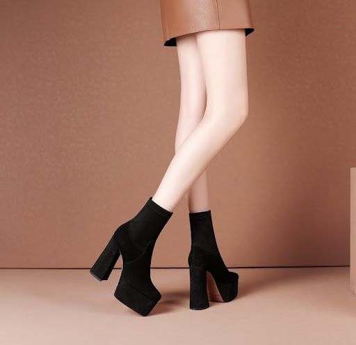 Title 4, Womens Square Toe Platform High Heel Ankle Boots