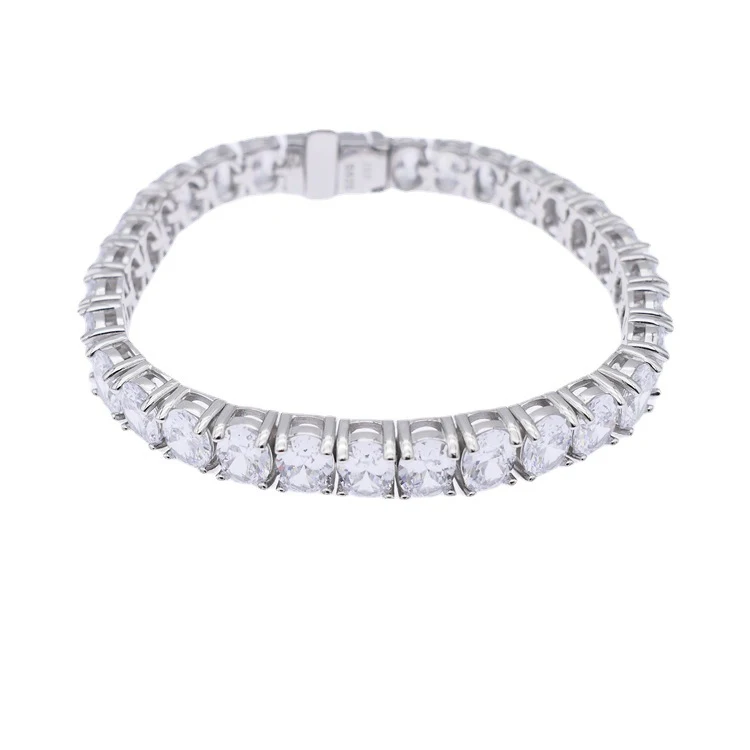 925 Sterling Zilveren Eivormige Zirkonia Tennisarmband Strankende Schoonheid Luxe Vrouwelijke Sieraden Perfect Cadeau