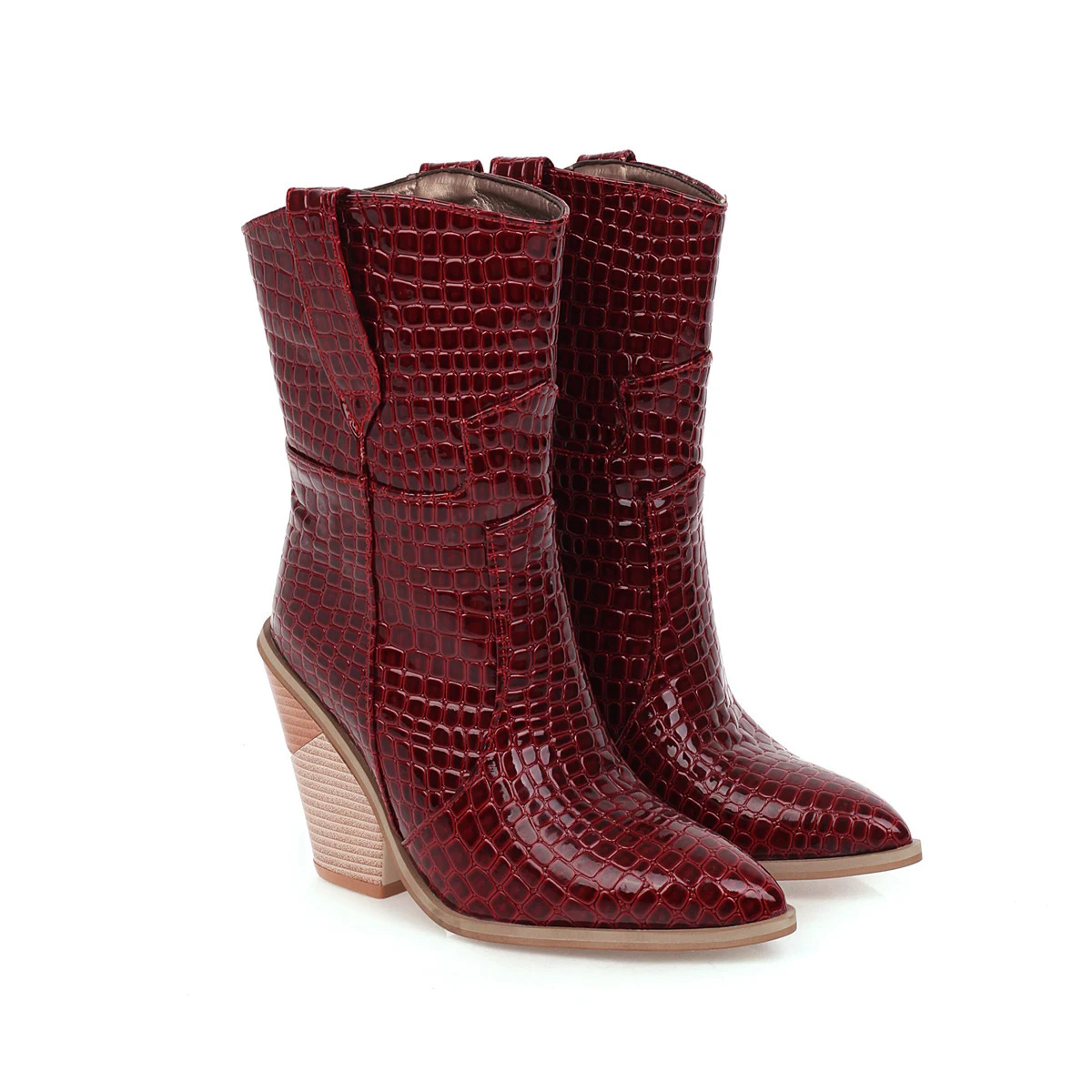 Title 4, New Pointed Short Tube Female Leather Boots wit...