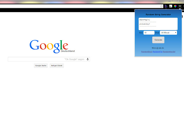A Random String & Password Generator chrome extension
