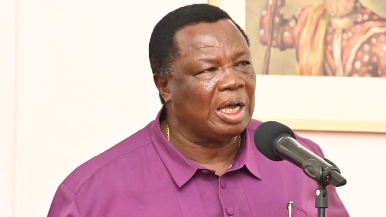 Cotu secretary general Francis Atwoli during a consultative meeting between Cotu officials and President William Ruto at State House on February 14, 2023.