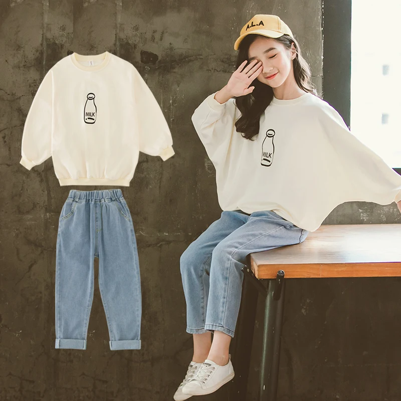 Title 7, Meisjes Jeans Set met Bierprint Top, Western St...