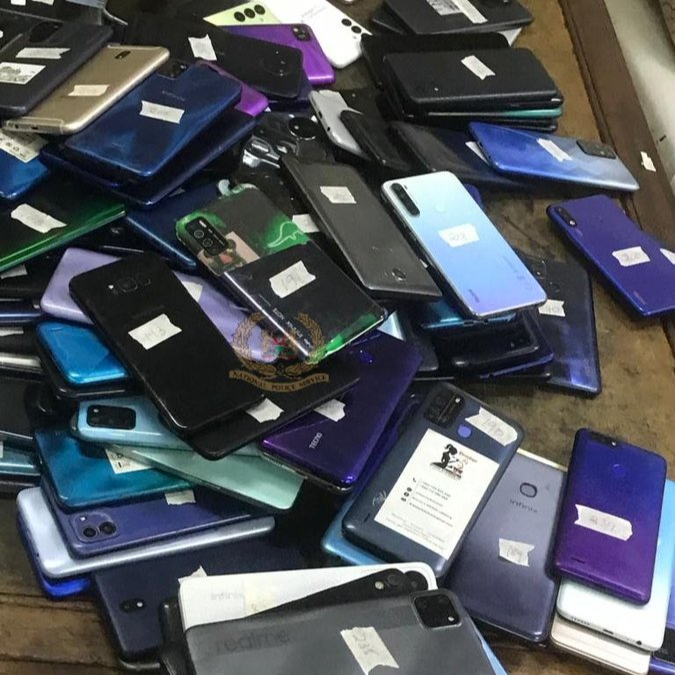 Mobile phones recovered by National Police Service on November 25, 2023.