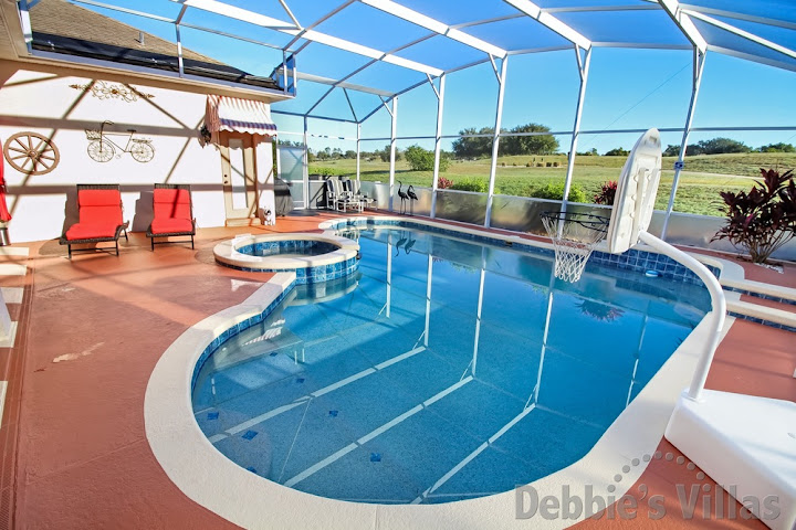 Amazing pool deck with golf course views on Highlands Reserve