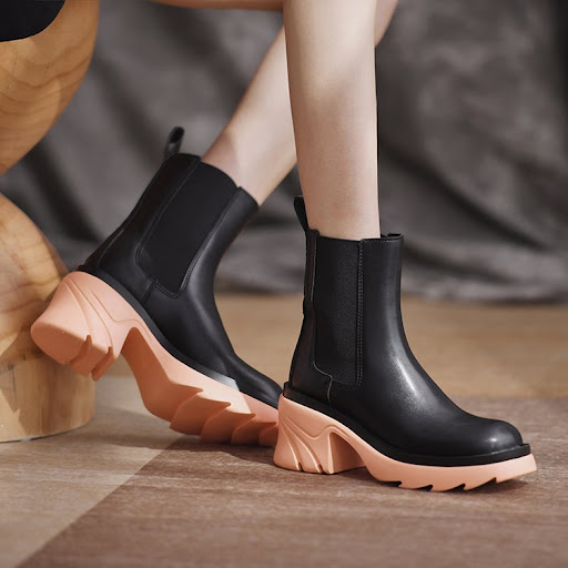 Title 12, Casual Net Red Thick Heel Sleeve Short Boots. H...
