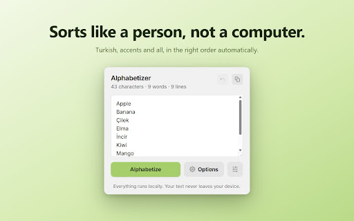 Alphabetizer screenshot 1