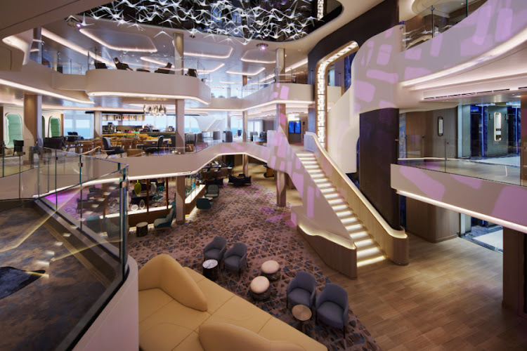 The impressive atrium on board the Norwegian Prima.