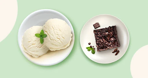 Chocolate Brownie + Vanilla Ice Cream