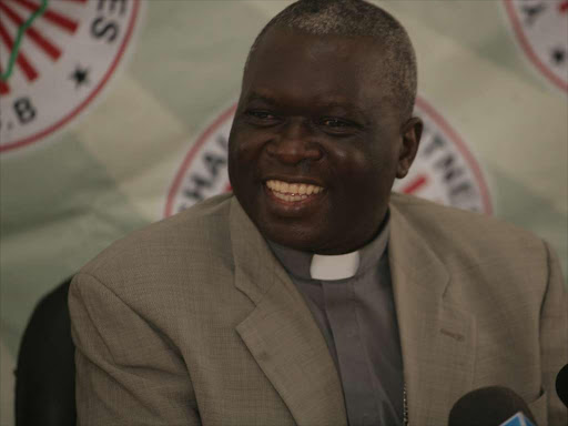 Kenya Conference of Catholic Bishops chairman Rt. Rev Philip Anyolo during a press conference on May 18, 2018. /ENOS TECHE