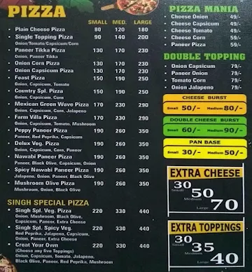 Singh Desi Pizza menu 