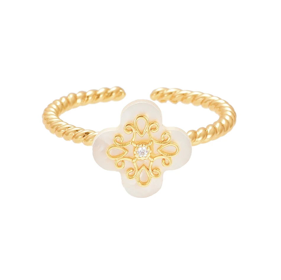 Women's White Butterfly Shell Gold Ring Elegant and unique jewelry Perfect gift for her Delicate design Timeless style a