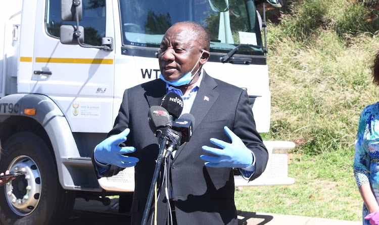 President Cyril Ramaphosa addresses the media during a visit to the Rand Water head office in Johannesburg on April 7 2020. Picture: GCIS