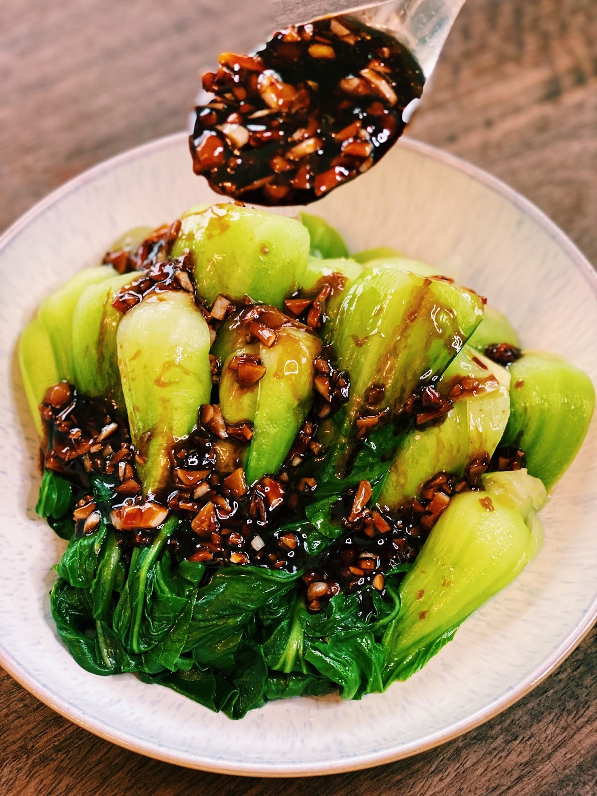 Easy Bok Choy Breakfast Skillet with crispy garlic — Recipe Fiction