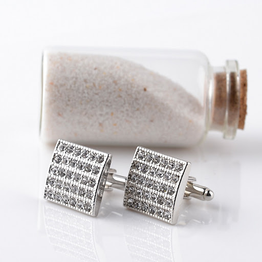 Title 4, Fashion Diamond Square Cufflinks for Men French...