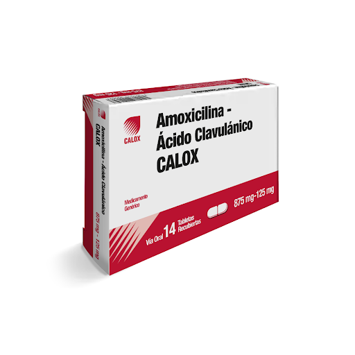 Amoxicilina + Acido Clavulanico 875mg-125mg 14 Tabletas Calox