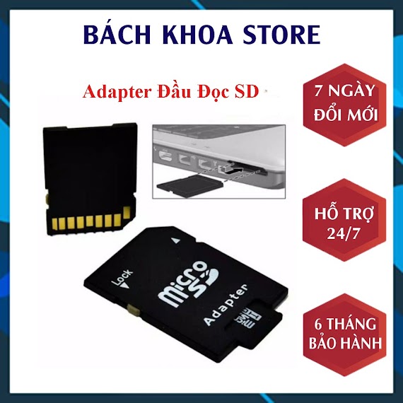 Adapter Đầu Đọc Thẻ Nhớ Chuyển Đổi Thẻ Nhớ Micro Sd (Tf) Sang Sd - Dùng Cho Laptop, Camera