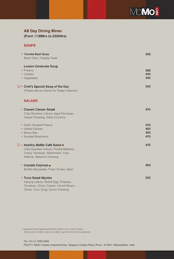 Momo Cafe - Courtyard By Marriott Pune Chakan menu 