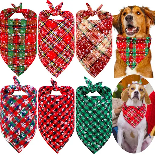 1 Pcs Christmas Dog Bandana Pet Supplies Dogs Pets Bandanas Scarf Small Dog Bibs Cotton Puppy Accessories Dog Shop Pet 