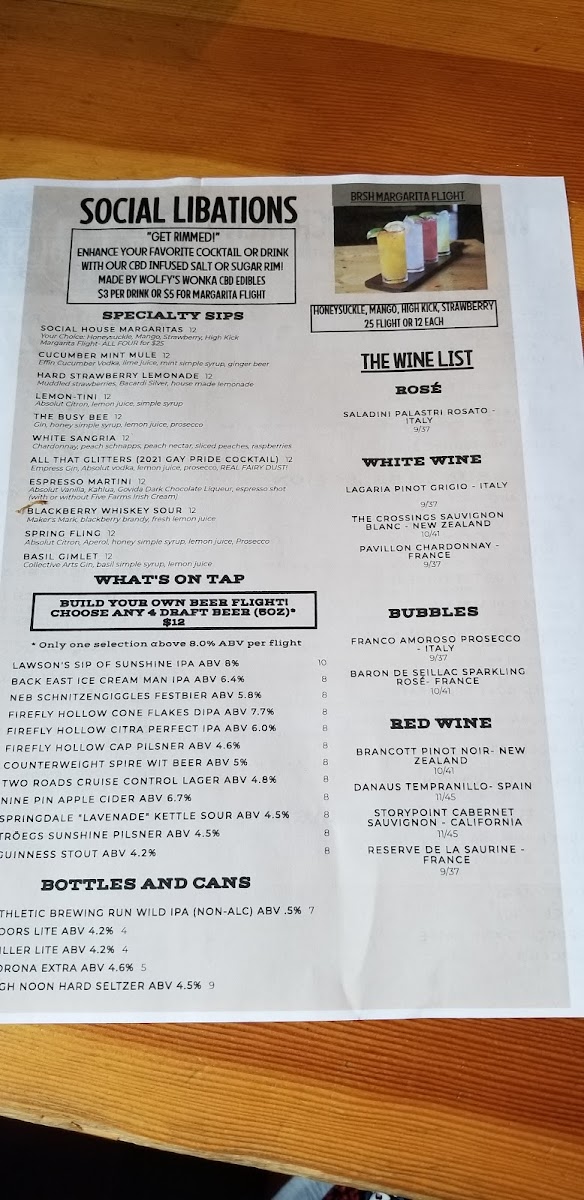 Black Rock Social House gluten-free menu