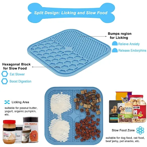 Pet Feeding Mat with scraper Slower Feeder Pad For Cat Dog Licky Licking Mat Puppy Bathing Distraction Pads Silicone Dis