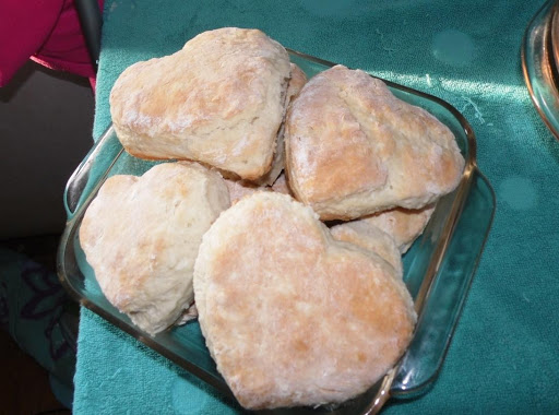 I used a heart shaped cookie cutter instead of a biscuit cutter to make these for valentines day