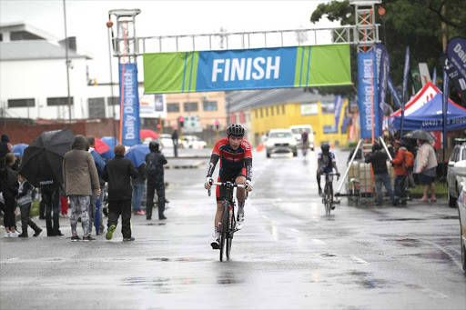 Bradley Gouveris took first place for the men (in the 102km) at yesterdays Daily Dispatch Cycle Tour road race that started and finished at the Buffalo Club in East London Picture: MARK ANDREWS