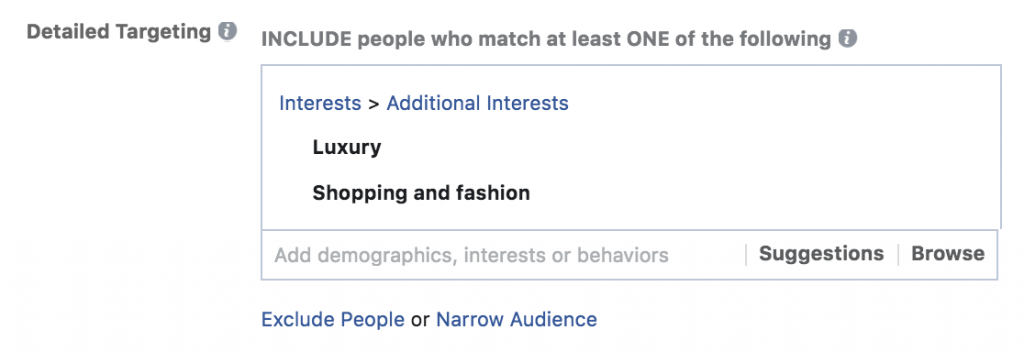 Facebook targeting with narrow audiences