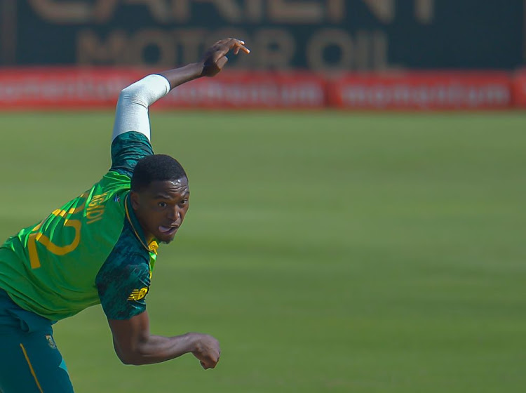 Lungi Ngidi during the first ODI between SA and Pakistan at SuperSport Park on April 2 2021 in Pretoria.