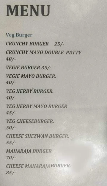 AMG's Burger menu 