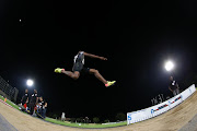 Luvo Manyonga in the mens long jump during the ASA Speed Series 2 at Free State Athletics Stadium on March 08, 2017 in Bloemfontein, South Africa.