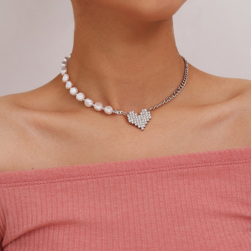 Title 1, Womens Personality Pearl Chain Necklace, Creat...