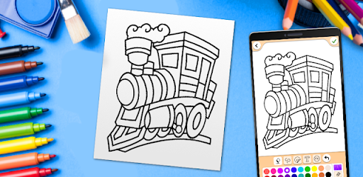Train game: coloring book.