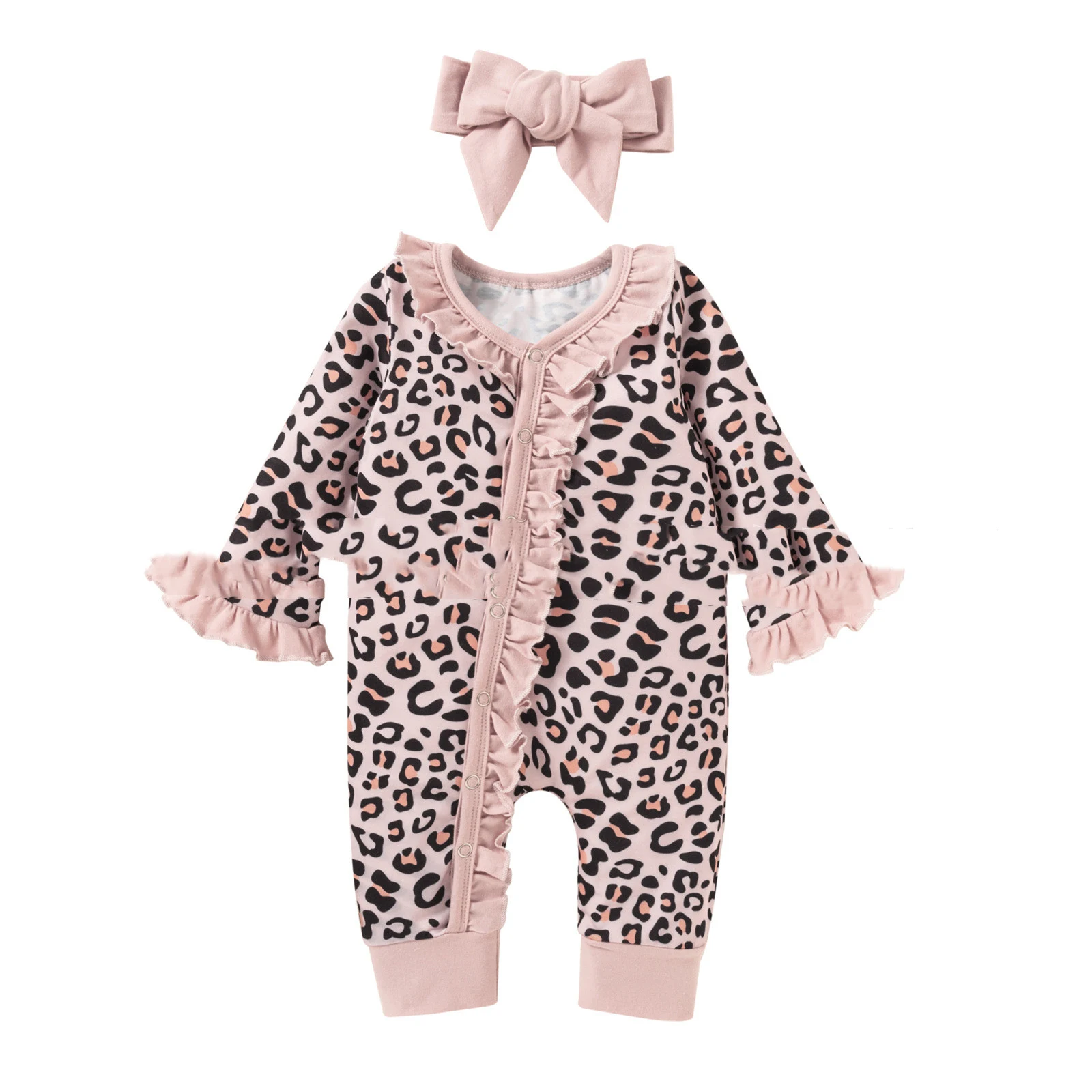 Title 4, Einteiliger Leo-Print-Langarm-Romper mit einfac...