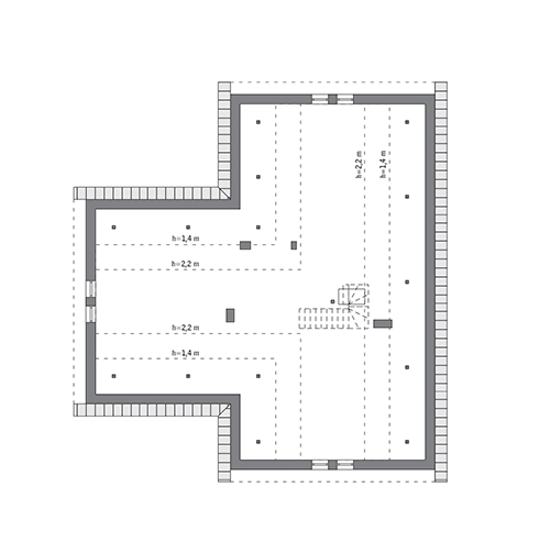 Szafranowy - wariant III - C374c - Rzut poddasza do indywidualnej adaptacji (106,3 m2 powierzchni użytkowej)