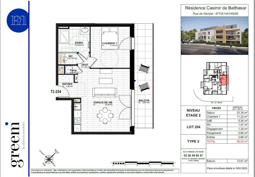 Vente appartement 3 pièces 46.26 m² à Hayange (57700), 195 403 €