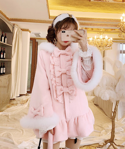 Title 4, Womens Fox Fur Collar Mid Length Woolen Coat, ...