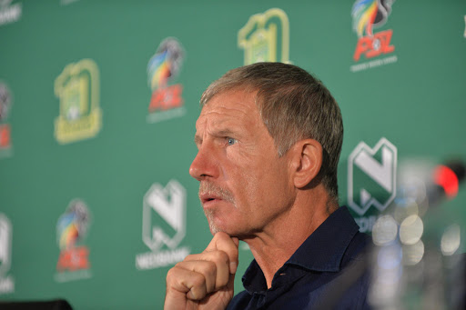 Stuart Baxter during the SuperSport United press conference at PSL Offices on April 20, 2017 in Johannesburg, South Africa.