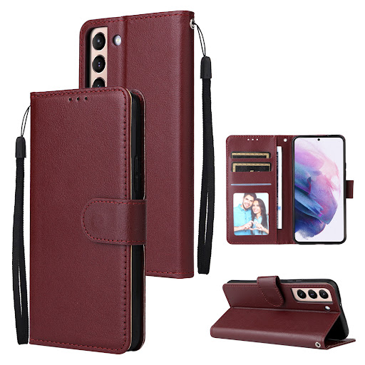 Title 17, Leather flip phone case with three card photo f...