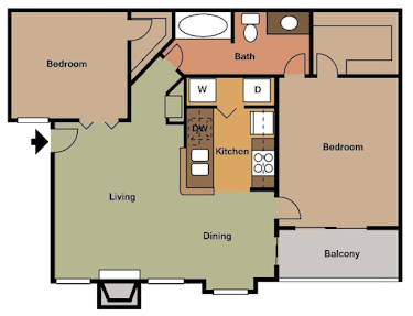 B1-DP 2 Bed 1 Bath