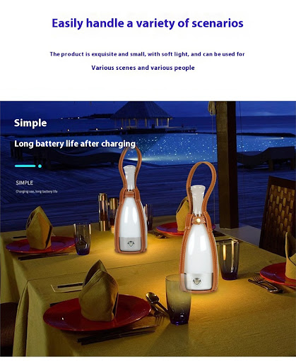 Title 5, Lampe de chevet portable en cuir avec chargemen...