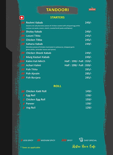 Mockaholic Restro Beer Cafe menu 