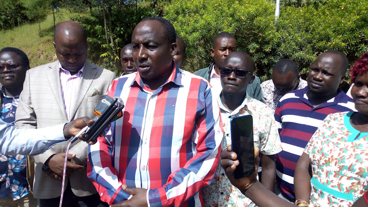 Baringo deputy speaker Ameja Zelemoi at a media briefing in Kabarnet town on Thursday, March 19